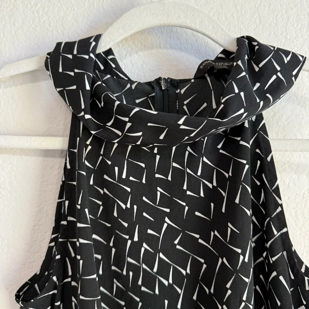 Banana Republic Womens Size 2 Black Sleeveless Halter Neck Lightweight Tie Dress - Picture 3 of 11